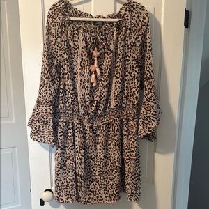 Vintage Express Leopard Animal Print Long Sleeve Dress